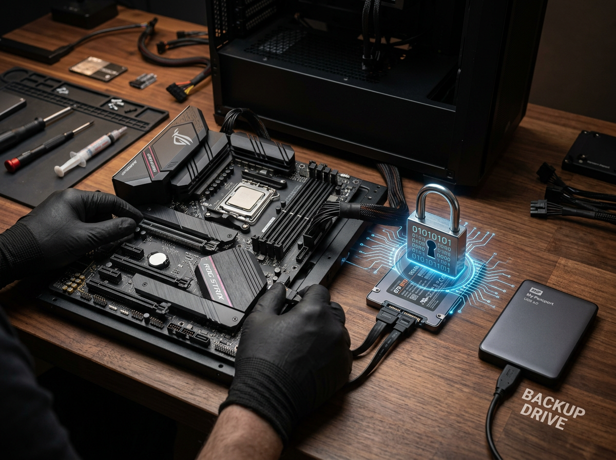 Before you touch hardware: backups, BitLocker, and the one credential you’ll wish you had